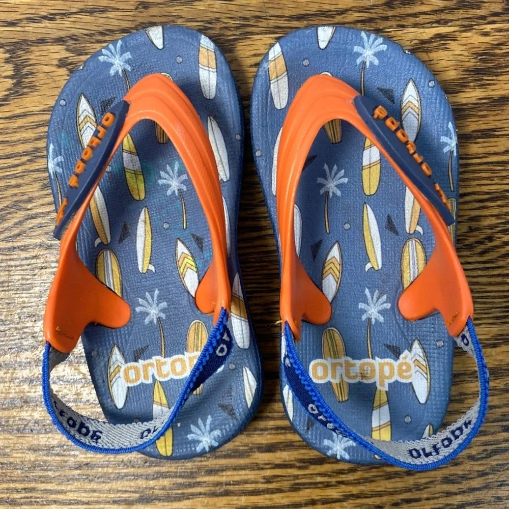 Ortope Acquaflex Toddler Boys Blue Orange Surfboard Sandals US 4 EUR 21 Brazil